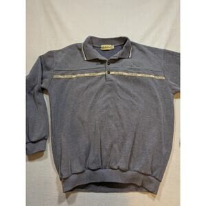 Ling Hong‎ Gray Long Sleeve Polo Sweatshirt Fun Day Club Embroidered Mens XL